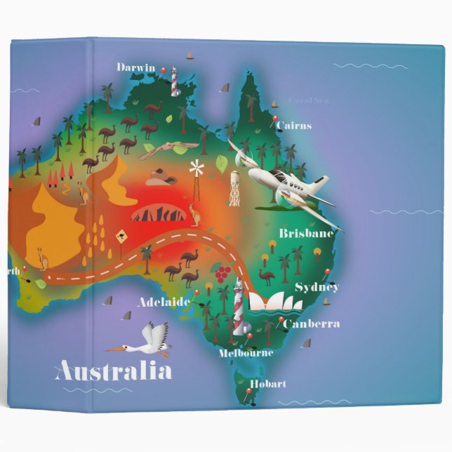 Australia Map Travel poster Binder (Front/Spine)