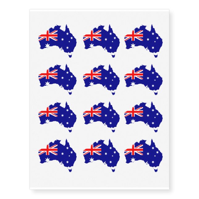 Australia Map With Flag Temporary Tattoos (Front)