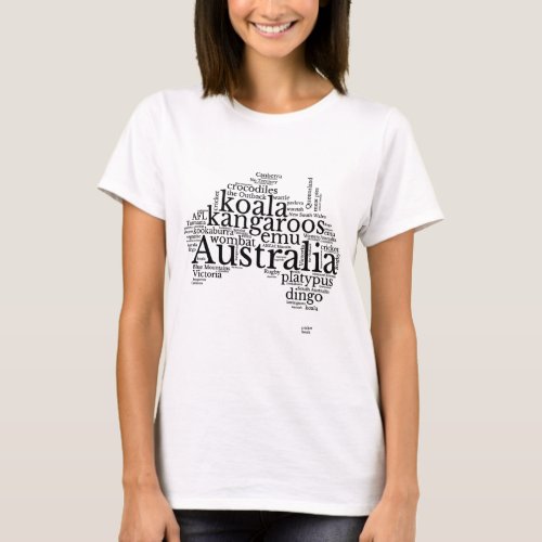 Australia Map Word Art T_Shirt