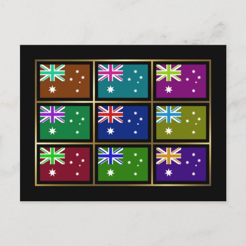 Australia Multihue Flags Postcard