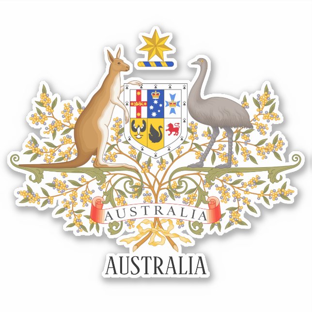 Australia National Coat Of Arms Patriotic Sticker (Front)
