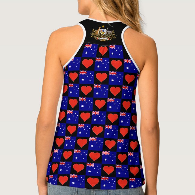 Australia National Flag Heart Patriotic Australian Tank Top (Back)