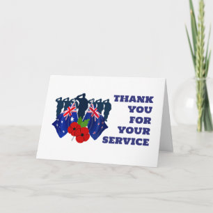Australia New Zealand Remembrance Day VETERANS Letterpress Thank You Card