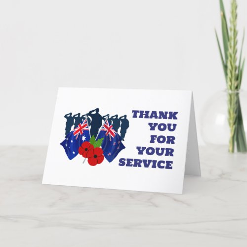Australia New Zealand Remembrance Day VETERANS Thank You Card