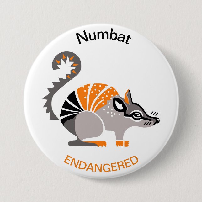 Australia -  NUMBAT - Endangered animal graphic Button (Front)