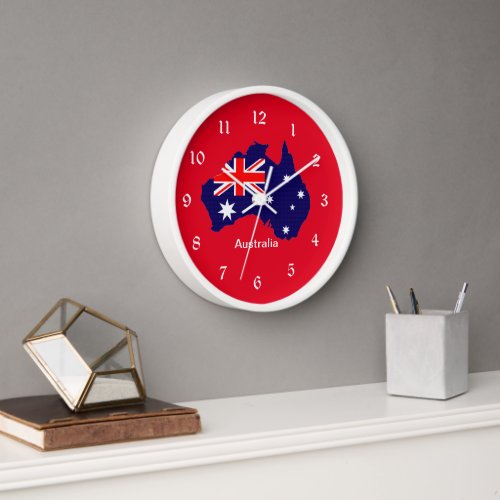 Australia outline and flag clock