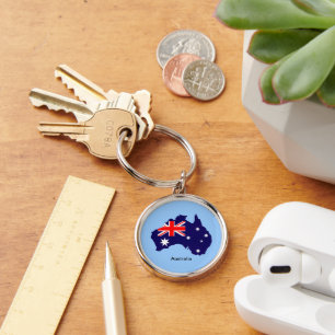 Australia outline and flag keychain