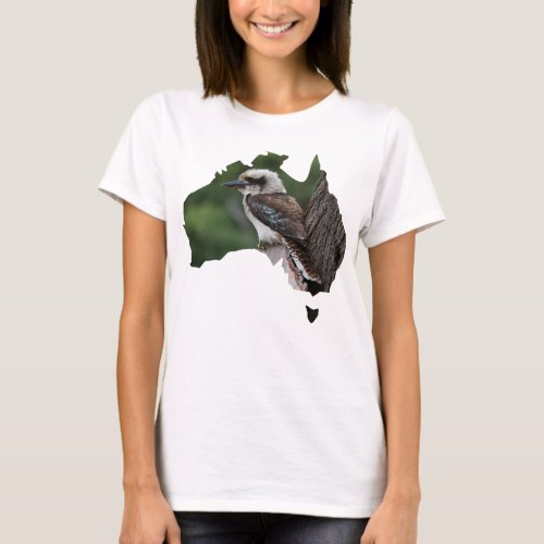Australia Outline Laughing Kookaburra in a Tree T_Shirt