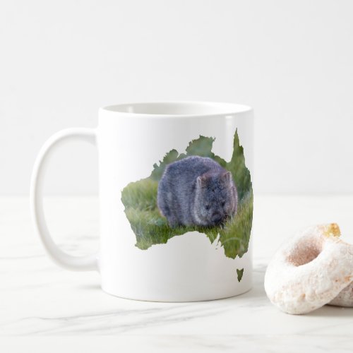 Australia Outline Shape Cute Wombat Tasmania Coffee Mug