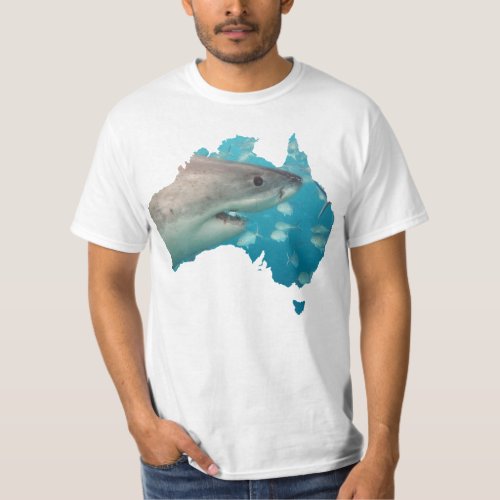Australia Outline Shape Great White Shark Ocean T_Shirt