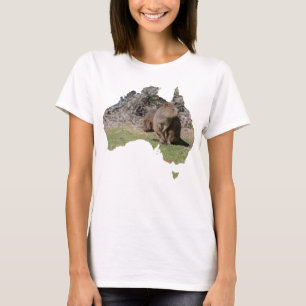 Australia Outline Shape Quokka Grass T-Shirt