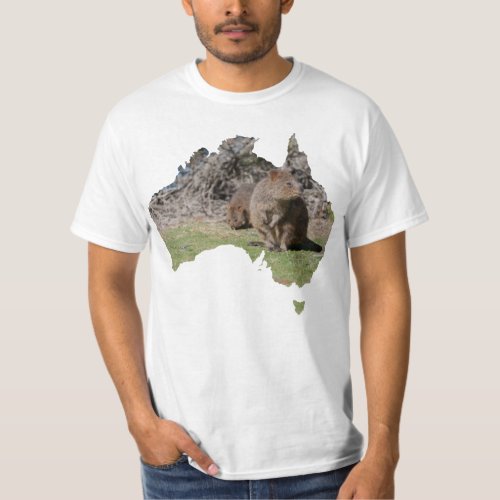 Australia Outline Shape Quokka Grass T_Shirt
