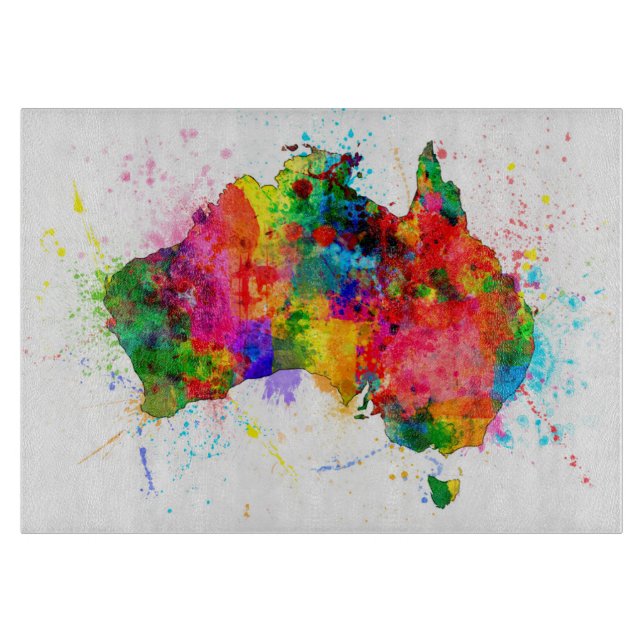 Australia Paint Splashes Map Cutting Board (Front)