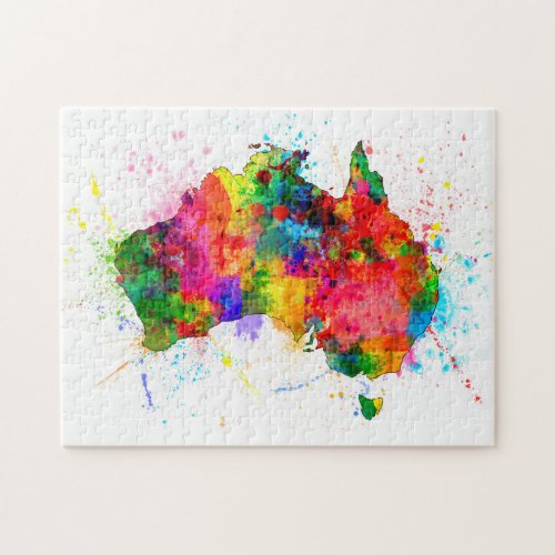 Australia Paint Splashes Map Jigsaw Puzzle