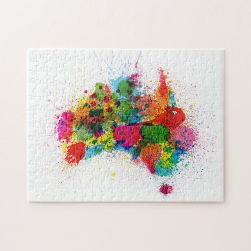 Australia Paint Splashes Map Jigsaw Puzzle