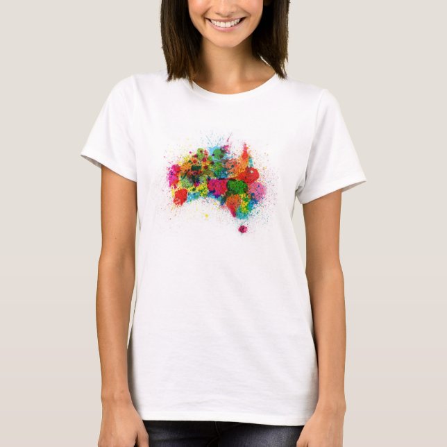 Australia Paint Splashes Map T-Shirt (Front)