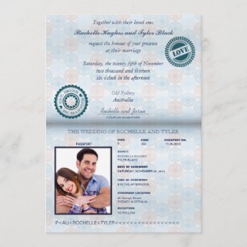 Australia Passport (rendered) Wedding Invitation by Trifecta_Designs at Zazzle