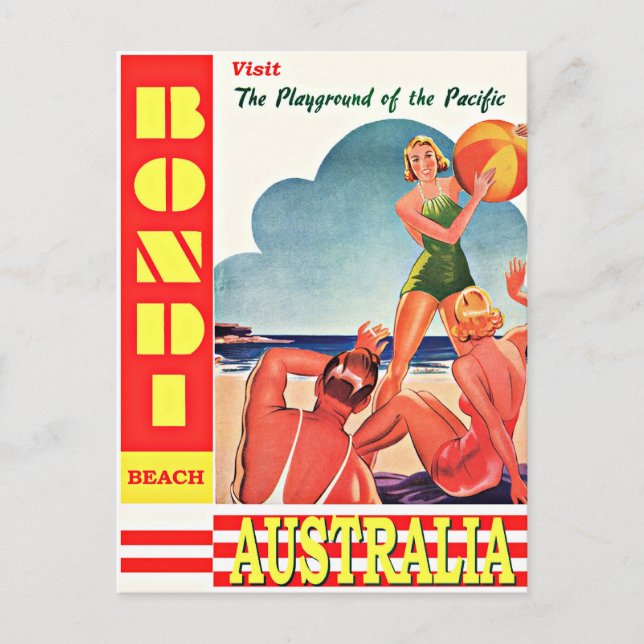 Australia-Playground of the Pacific, Bondi Beach Postcard (Front)