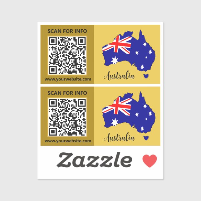 Australia QR Code Stickers, Modern Australian Flag Sticker (Sheet)