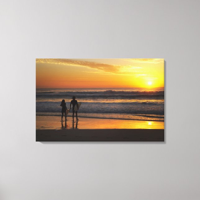 Australia, Queensland, Gold Coast, Surfers at Canvas Print (Front)