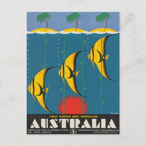 Australia Queensland Vintage Travel Poster Postcard