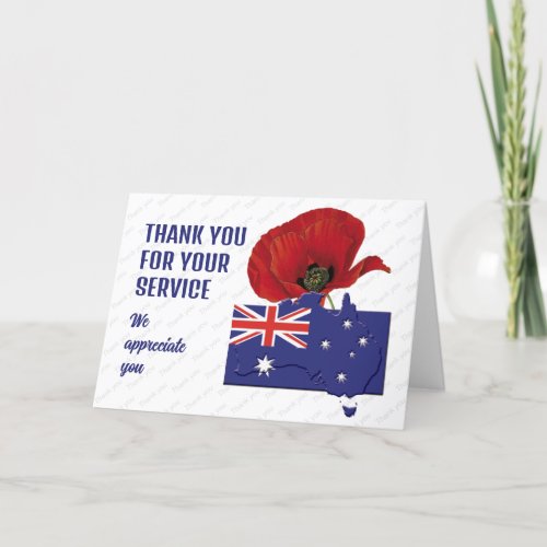 Australia Remembrance Day VETERANS Thank You Card