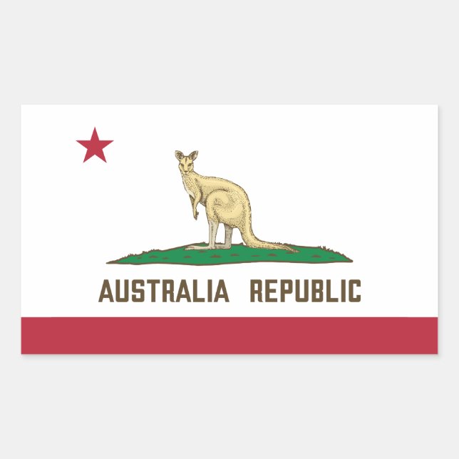 Australia Republic California Flag Kangaroo Rectangular Sticker (Front)