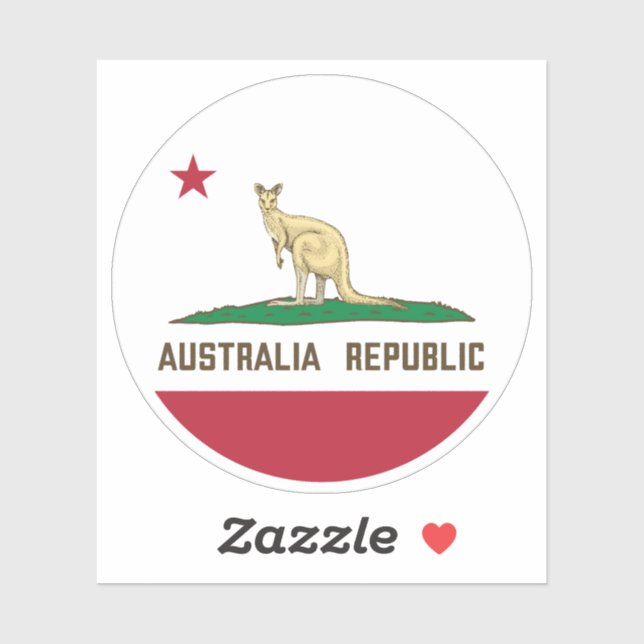Australia Republic California Flag Kangaroo Sticker (Sheet)