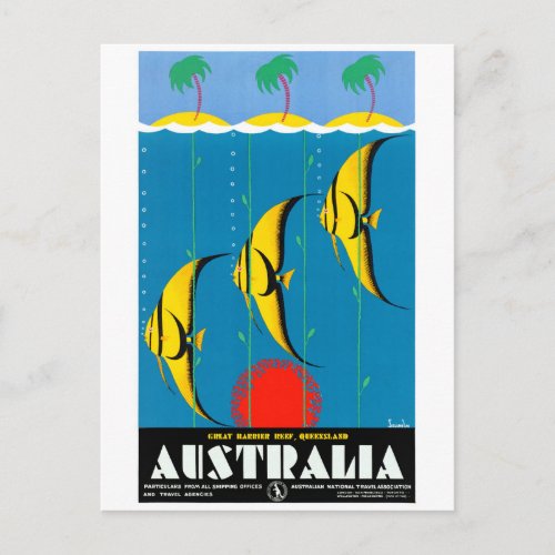 Australia Restored Vintage Travel Poster Postcard