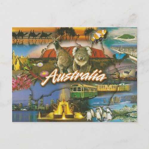 Australia Retro tourist Postcard