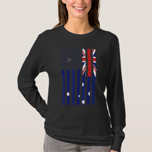 Australia Roots Usa Flag Half Australian American T_Shirt