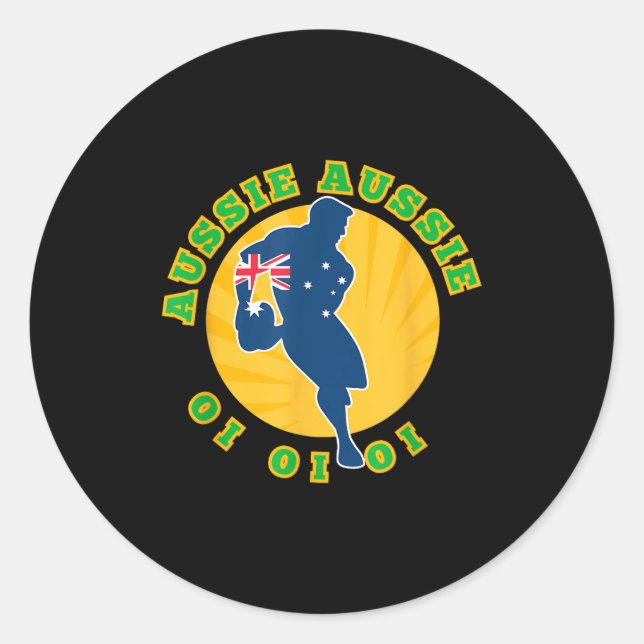 Australia Rugby, Wallabies Aussie Aussie Aussie Oi Classic Round Sticker (Front)