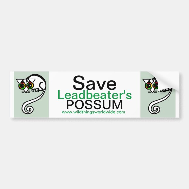 Australia - Save Leadbeater's POSSUM - Endangered  Bumper Sticker (Front)