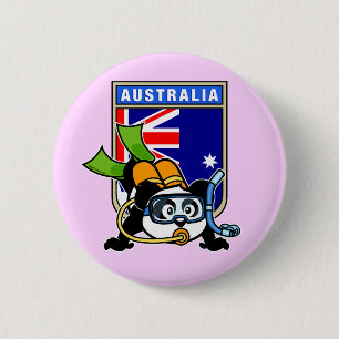 Australia Scuba Diving Panda Pinback Button