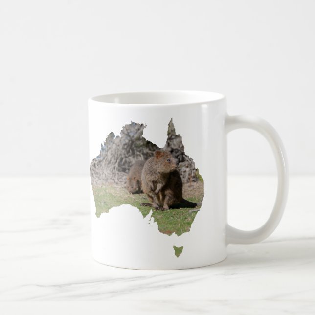 Australia Shape Cute Quokka Eating Grass Coffee Mug (Right)