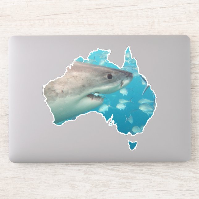 Australia Shape Great White Shark Close Up Sticker (Computer)
