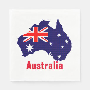 Australia silhouette, labeled, napkins