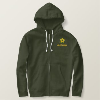 Australia Soccer Ball Embroidered Basic Zip Hoodie by Auslandesign at Zazzle