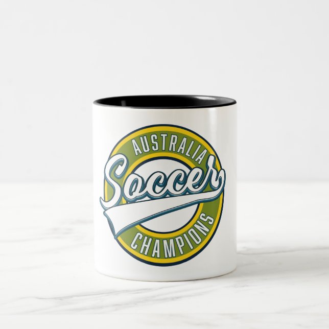Australia soccer champions logo. Two-Tone coffee mug (Center)