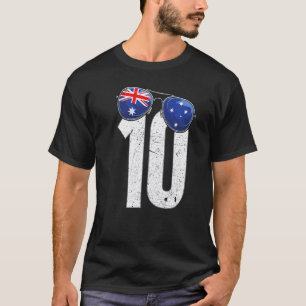 Australia Soccer Player Number 10 Australian Flag  T-Shirt