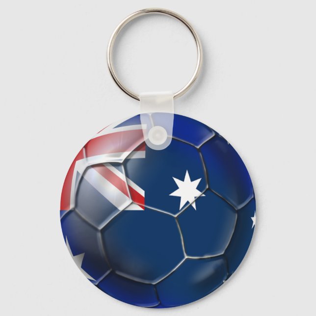 Australia Socceroos Soccer fans Oz flag Ball Keychain (Front)
