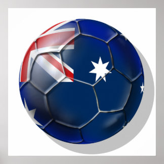 Australia Socceroos Soccer fans Oz flag Ball Poster