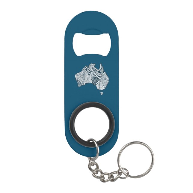 Australia Souvenir Map Art Keychain Bottle Opener (Back)