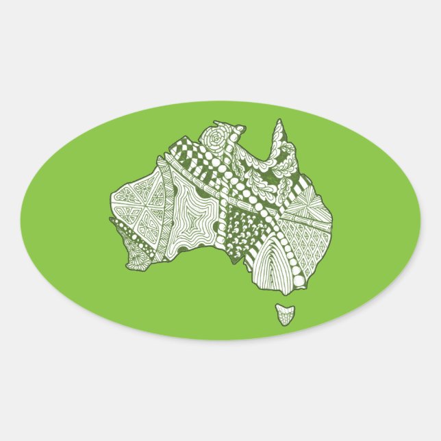 Australia Souvenir Map Art Oval Sticker (Front)
