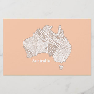 Australia Souvenir Map Art Stationery