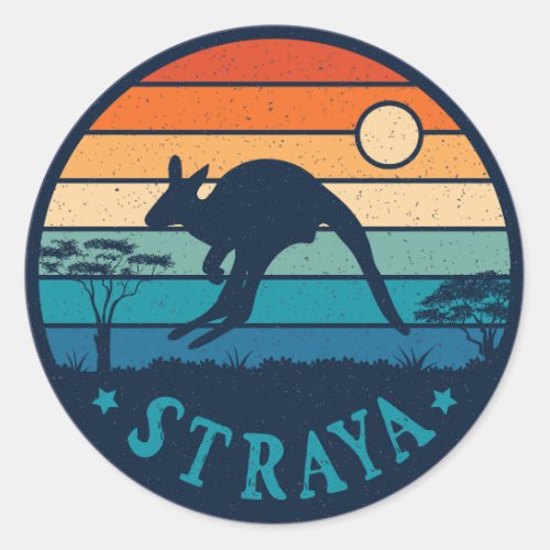 Australia Straya Retro Vintage Kangaroo Aussie   Classic Round Sticker