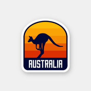 Australia Sunset with Kangaroo Silhouette - Travel Sticker