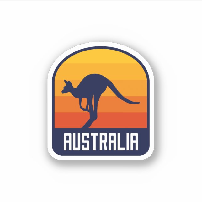 Australia Sunset with Kangaroo Silhouette - Travel Sticker (Front)