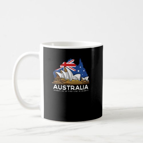 Australia Sydney Gps Coordinates Opera House  Coffee Mug