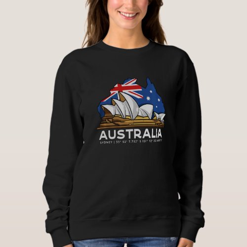 Australia Sydney Gps Coordinates Opera House Sweatshirt
